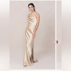 Revelry Nadia Satin Dress in Gold Champagne